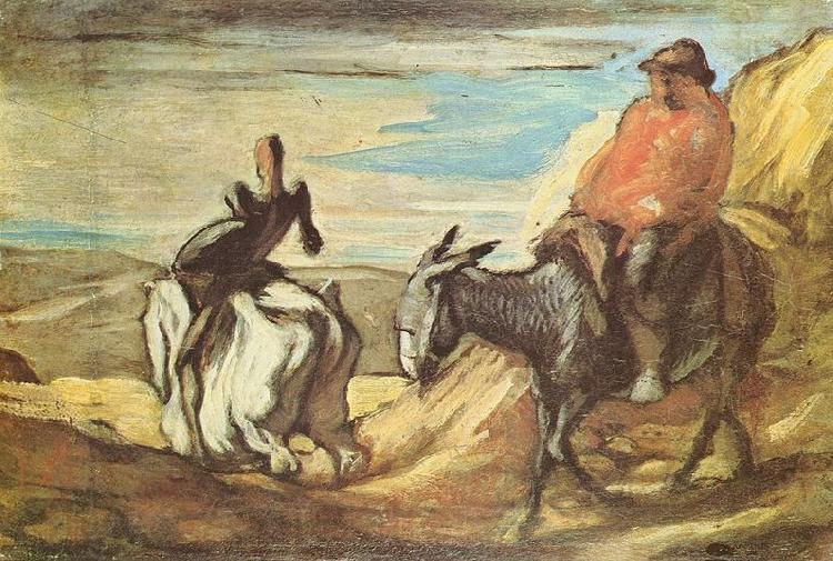 Honore Daumier Sancho Pansa und Don Quichotte im Gebirge Norge oil painting art